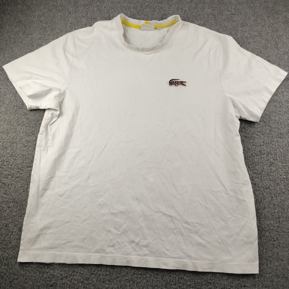 Lacoste Cotton T-Shirt Mens Large National Geographic Leopard Croc White
